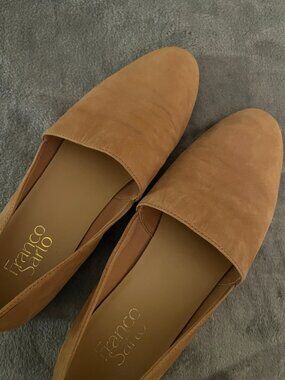 Franco Sarto Light Tan Brown Slip-on Suede Leather Flats Size 9